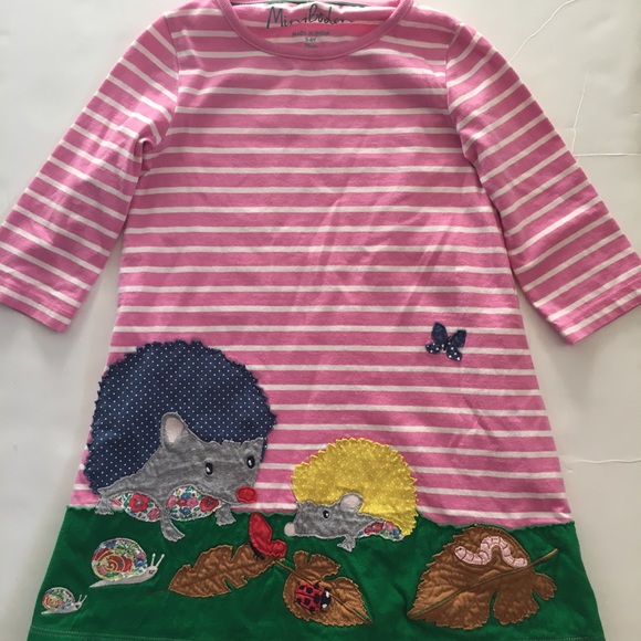 mini boden hedgehog dress Pre-Loved Mini Boden Hedgehog Stripe Appliqu Adventure Dress